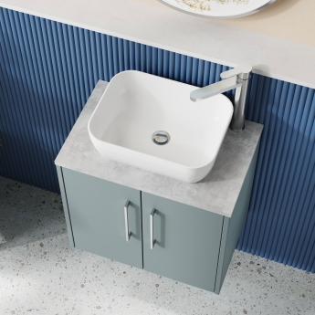 Hudson Reed Juno Wall Hung 2-Door Vanity Unit with Bellato Grey Worktop 600mm Wide - Coastal Grey | Product Image