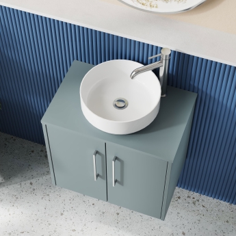 Hudson Reed Juno Wall Hung 2-Door Vanity Unit with Worktop 600mm Wide - Coastal Grey | Product Image