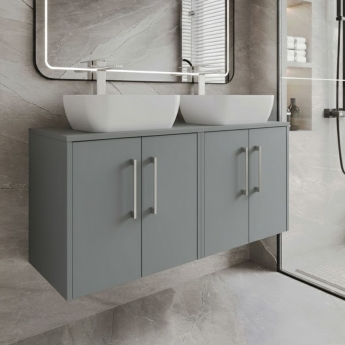 Hudson Reed Juno Twin 1200mm 4-Door Wall Hung Vanity Unit with Countertop