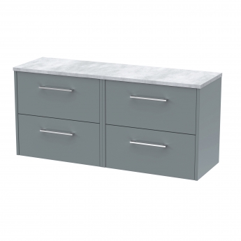 Hudson Reed Juno Wall Hung 4-Drawer Vanity Unit with Bellato Grey Worktop 1200mm Wide - Coastal Grey | Product Image