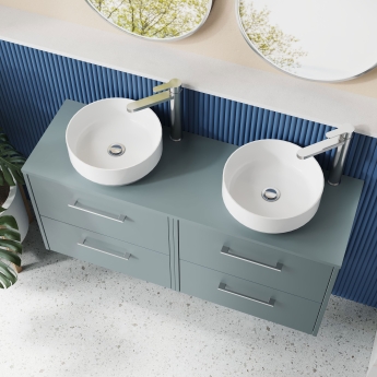 Hudson Reed Juno Wall Hung 4-Drawer Vanity Unit with Worktop 1200mm Wide - Coastal Grey | Product Image