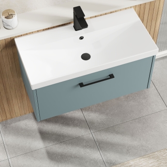 Hudson Reed Juno Wall Hung 1-Drawer Vanity Unit with Basin 3 800mm Wide - Coastal Grey | Product Image