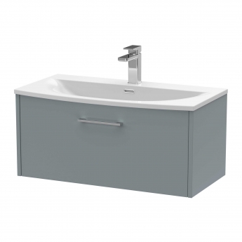 Hudson Reed Juno Wall Hung 1-Drawer Vanity Unit with Basin 4 800mm Wide - Coastal Grey