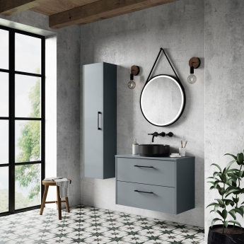 Hudson Reed Juno Wall Hung 2-Drawer Vanity Unit with Worktop 800mm Wide - Coastal Grey
