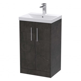 Hudson Reed Juno Floor Standing 2-Door Vanity Unit with Basin 3 500mm Wide - Metallic Slate