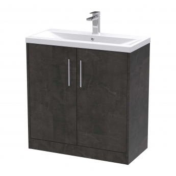 Hudson Reed Juno Floor Standing 2-Door Vanity Unit with Basin 1 800mm Wide - Metallic Slate