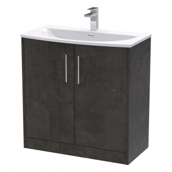 Hudson Reed Juno Floor Standing 2-Door Vanity Unit with Basin 4 800mm Wide - Metallic Slate