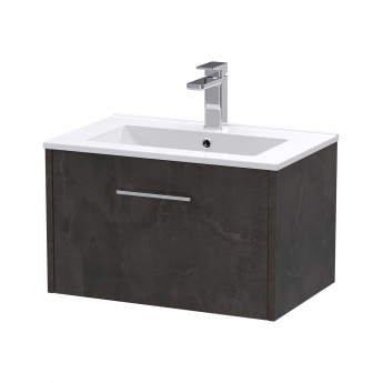 Hudson Reed Juno Wall Hung 1-Drawer Vanity Unit with Basin 2 600mm Wide - Metallic Slate