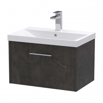 Hudson Reed Juno Wall Hung 1-Drawer Vanity Unit with Basin 3 600mm Wide - Metallic Slate