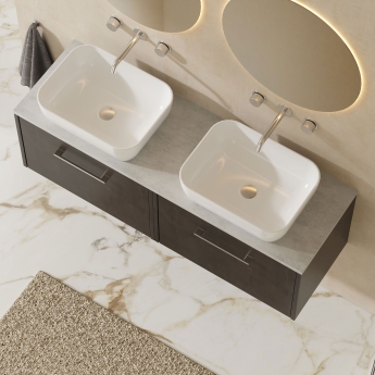 Hudson Reed Juno Wall Hung 2-Drawer Vanity Unit with Bellato Grey Worktop 1200mm Wide - Metallic Slate | Product Image