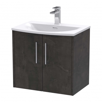 Hudson Reed Juno Wall Hung 2-Door Vanity Unit with Basin 4 600mm Wide - Metallic Slate