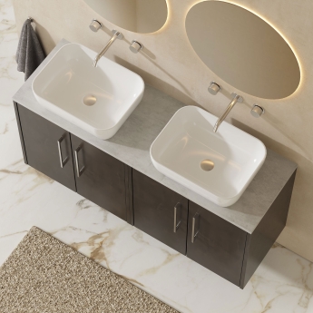 Hudson Reed Juno Wall Hung 4-Door Vanity Unit with Bellato Grey Worktop 1200mm Wide - Metallic Slate | Product Image