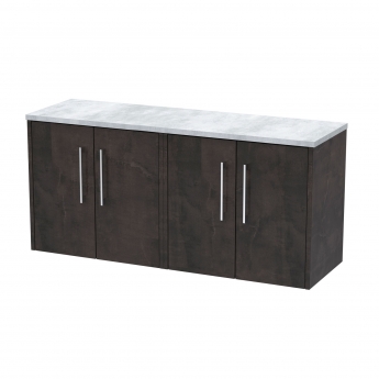 Hudson Reed Juno Wall Hung 4-Door Vanity Unit with Bellato Grey Worktop 1200mm Wide - Metallic Slate | Product Image
