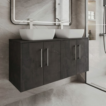 Hudson Reed Juno Twin 1200mm 4-Door Wall Hung Vanity Unit with Countertop