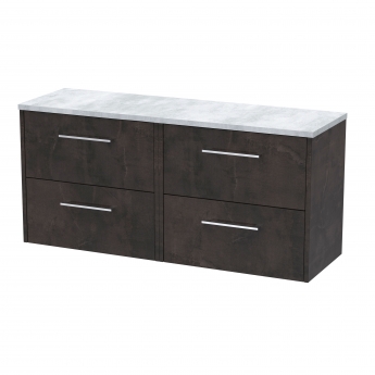 Hudson Reed Juno Wall Hung 4-Drawer Vanity Unit with Bellato Grey Worktop 1200mm Wide - Metallic Slate | Product Image