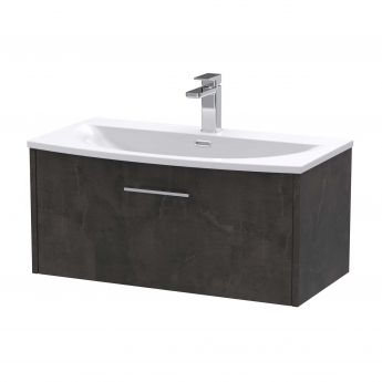 Hudson Reed Juno Wall Hung 1-Drawer Vanity Unit with Basin 4 800mm Wide - Metallic Slate