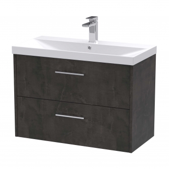 Hudson Reed Juno Wall Hung 2-Drawer Vanity Unit with Basin 3 800mm Wide - Metallic Slate