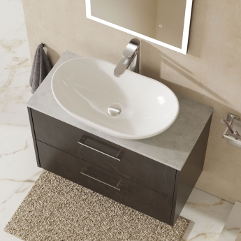 Hudson Reed Juno Wall Hung 2-Drawer Vanity Unit with Bellato Grey Worktop 800mm Wide - Metallic Slate | Product Image