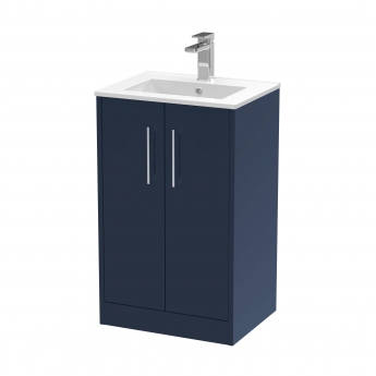 Hudson Reed Juno Floor Standing 2-Door Vanity Unit with Basin 2 500mm Wide - Midnight Blue | Product Image