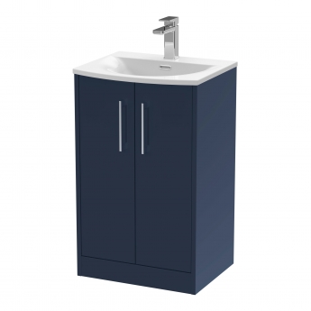 Hudson Reed Juno Floor Standing 2-Door Vanity Unit with Basin 4 500mm Wide - Midnight Blue | Product Image