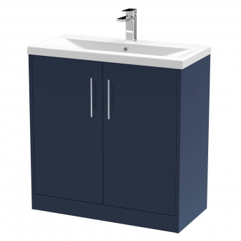 Hudson Reed Juno Floor Standing 2-Door Vanity with Basin 1 800mm Wide - Midnight Blue | Product Image