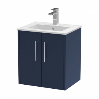 Hudson Reed Juno Wall Hung 2-Door Vanity Unit with Basin 2 500mm Wide - Midnight Blue | Product Image