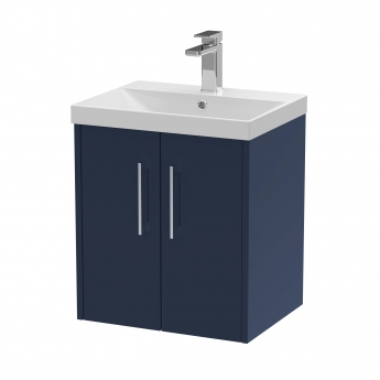 Hudson Reed Juno Wall Hung 2-Door Vanity Unit with Basin 3 500mm Wide - Midnight Blue | Product Image
