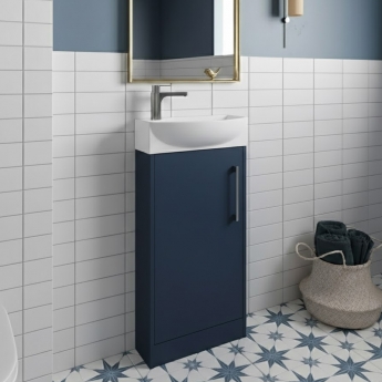 Hudson Reed Juno Compact RH Floor Standing Vanity Unit and Basin 440mm Wide - Midnight Blue