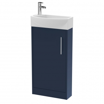 Hudson Reed Juno Compact RH Floor Standing Vanity Unit and Basin 440mm Wide - Midnight Blue