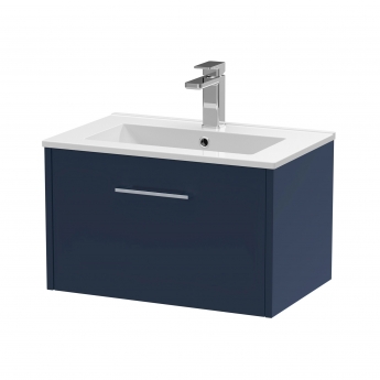 Hudson Reed Juno Wall Hung 1-Drawer Vanity Unit with Basin 2 600mm Wide - Midnight Blue | Product Image