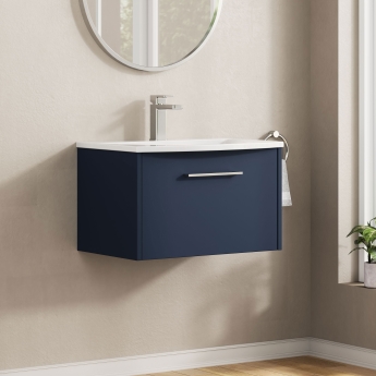 Hudson Reed Juno Wall Hung 1-Drawer Vanity Unit with Basin 4 600mm Wide - Midnight Blue | Product Image