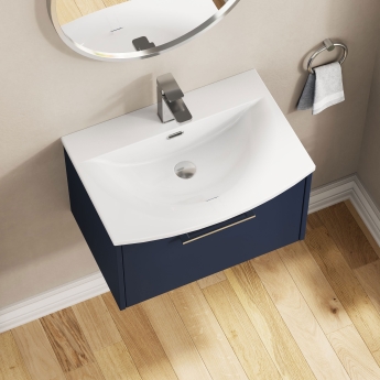 Hudson Reed Juno Wall Hung 1-Drawer Vanity Unit with Basin 4 600mm Wide - Midnight Blue | Product Image