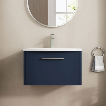 Hudson Reed Juno Wall Hung 1-Drawer Vanity Unit with Basin 4 600mm Wide - Midnight Blue | Product Image