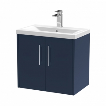 Hudson Reed Juno Wall Hung 2-Door Vanity Unit with Basin 1 600mm Wide - Midnight Blue | Product Image