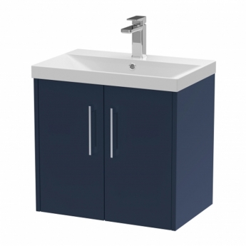 Hudson Reed Juno Wall Hung 2-Door Vanity Unit with Basin 3 600mm Wide - Midnight Blue | Product Image