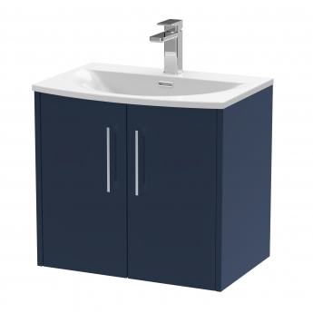 Hudson Reed Juno Wall Hung 2-Door Vanity Unit with Basin 4 600mm Wide - Midnight Blue | Product Image