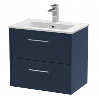 Hudson Reed Juno Wall Hung 2-Drawer Vanity Unit with Basin 2 600mm Wide - Midnight Blue | Product Image