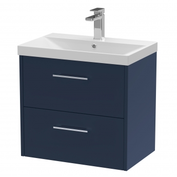 Hudson Reed Juno Wall Hung 2-Drawer Vanity Unit with Basin 3 600mm Wide - Midnight Blue | Product Image