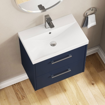 Hudson Reed Juno Wall Hung 2-Drawer Vanity Unit with Basin 3 600mm Wide - Midnight Blue | Product Image