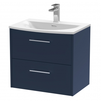 Hudson Reed Juno Wall Hung 2-Drawer Vanity Unit with Basin 4 600mm Wide - Midnight Blue | Product Image