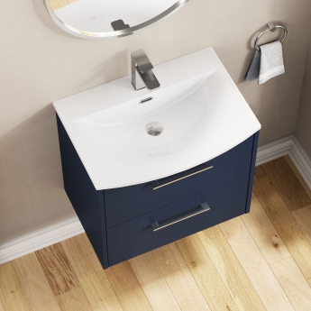 Hudson Reed Juno Wall Hung 2-Drawer Vanity Unit with Basin 4 600mm Wide - Midnight Blue | Product Image