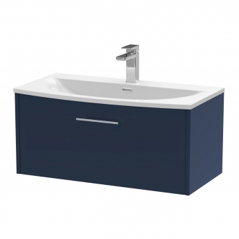 Hudson Reed Juno Wall Hung 1-Drawer Vanity Unit with Basin 4 800mm Wide - Midnight Blue