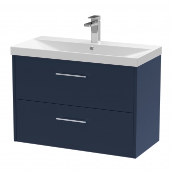 Hudson Reed Juno Wall Hung 2-Drawer Vanity Unit with Basin 3 800mm Wide - Midnight Blue