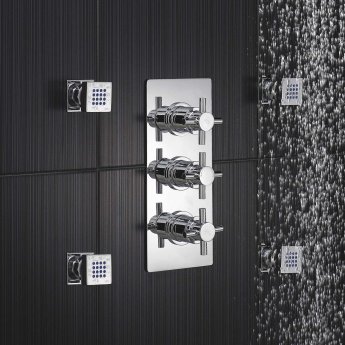 Hudson Reed Kristal Crosshead Concealed Shower Valve Triple Handle - Chrome