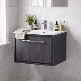 Hudson Reed Lille 600mm 1-Drawer Wall Hung Vanity Unit with Ceramic Basin | Product Image