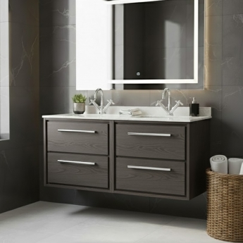 Hudson Reed Lille 1200mm 4-Drawer Wall Hung Vanity Unit with Marble Top Basin