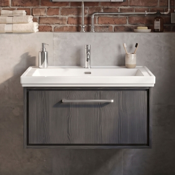 Hudson Reed Lille 800mm 1-Drawer Wall Hung Vanity Unit with Fireclay Basin | Product Image
