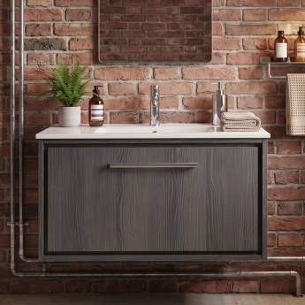 Hudson Reed Lille 800mm 1-Drawer Wall Hung Vanity Unit with Ceramic Basin | Product Image