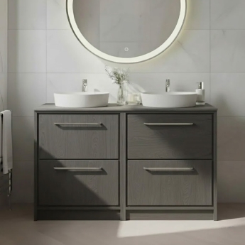 Hudson Reed Lille Floor Standing 4-Drawer Vanity Unit with Worktop 1200mm Wide - Graphite Grey Woodgrain | Product Image