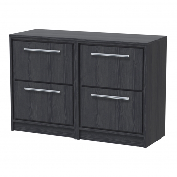 Hudson Reed Lille Floor Standing 4-Drawer Vanity Unit with Worktop 1200mm Wide - Graphite Grey Woodgrain | Product Image